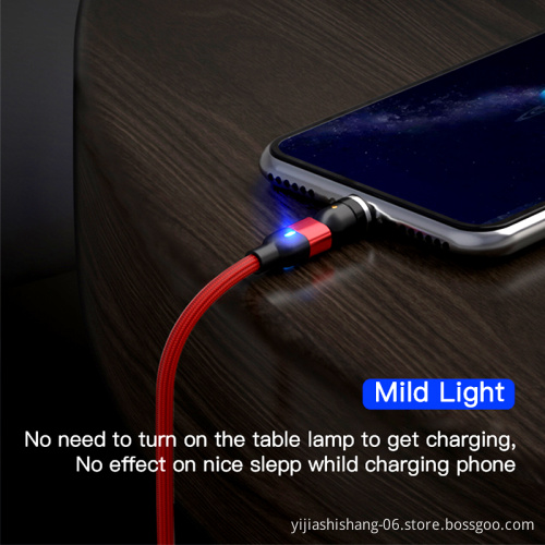 3 in 1 Magnetic Charging Cable Multi Magnetic Charger Cable Nylon Braided Magnetic 3A Fast Charger Cable for Smartphone
